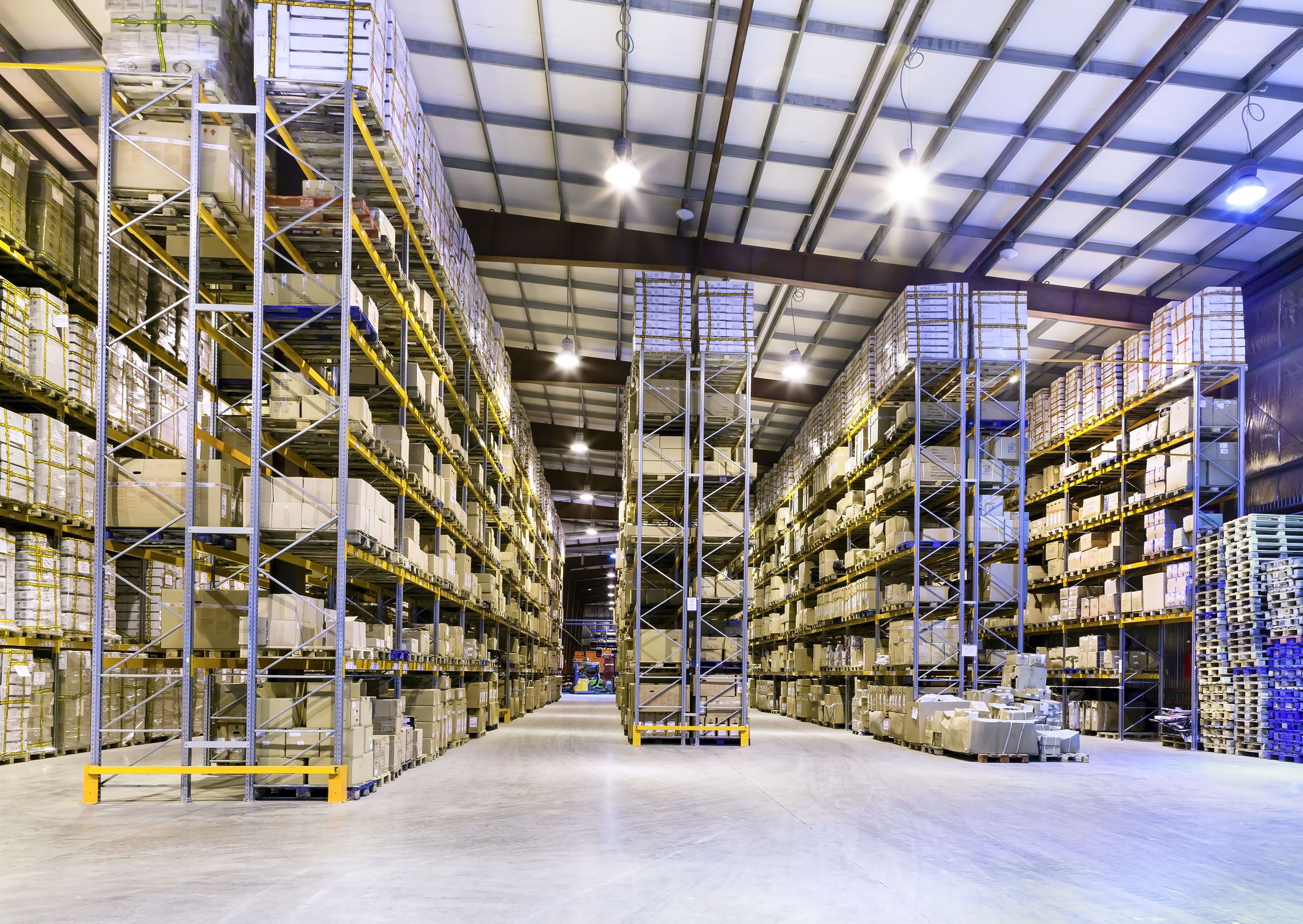 Lit warehouse Photo: Warehouse industrial lighting and electrical services